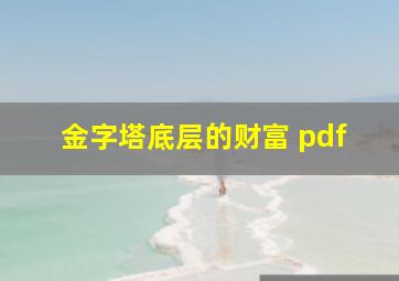 金字塔底层的财富 pdf